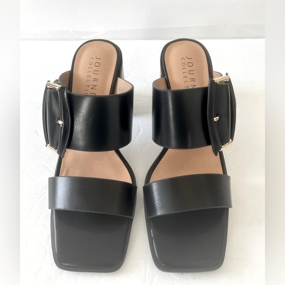 Journee Collection Women’s Junie Black Block Heel Sandals Shoes Size 10 NIB - Picture 12 of 12